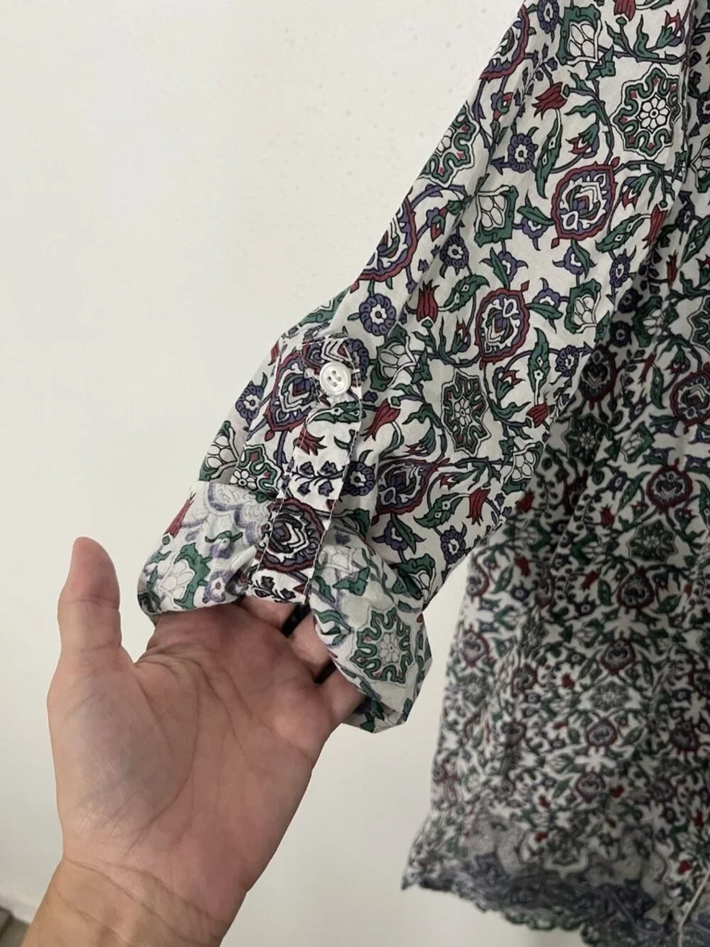 Julia Amory Cotton Husband PJ shirt Size Medium Colorful Floral